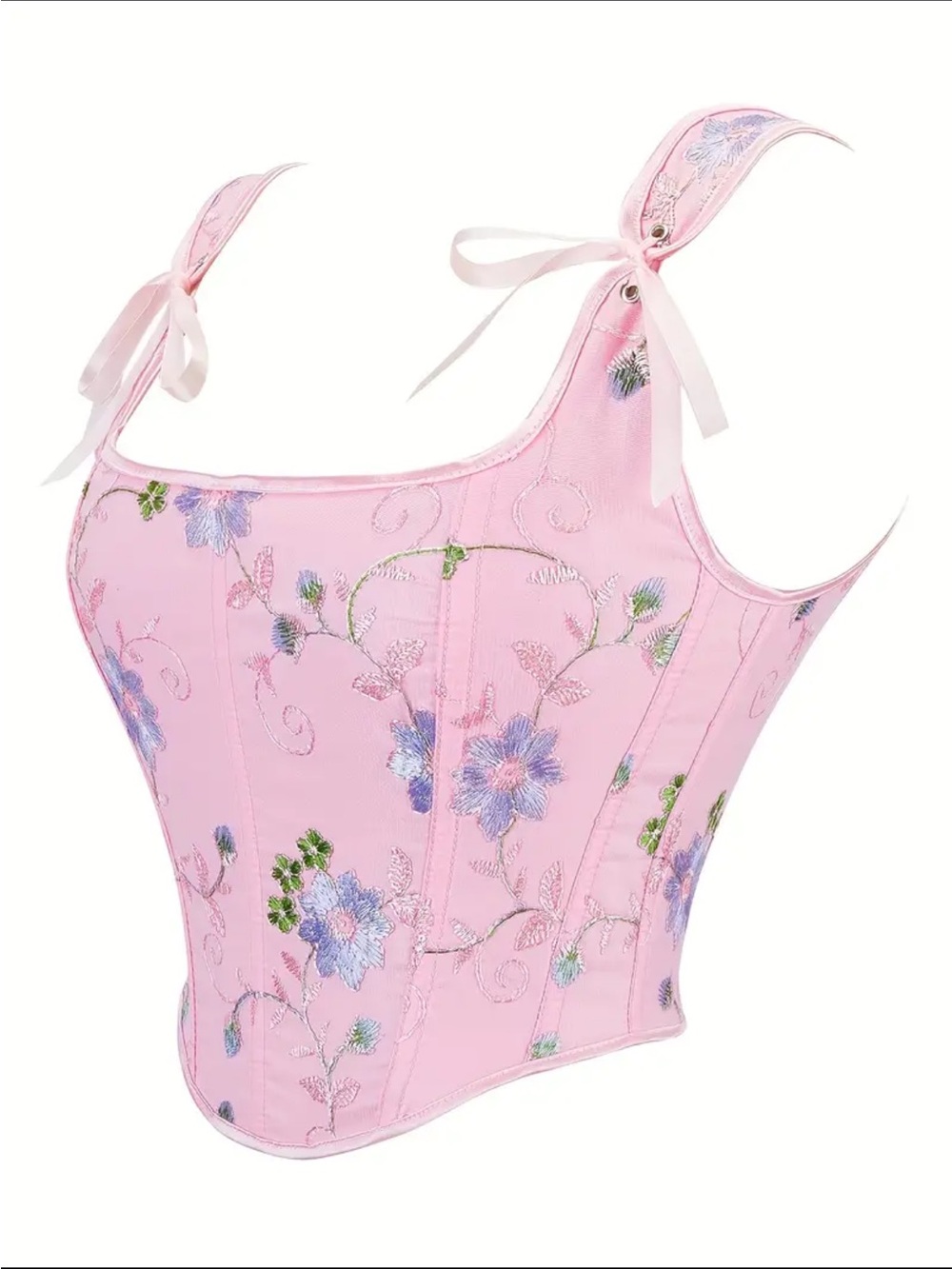NWOT Pink Embroidered Corset Tank Top Women’s Medium - Picture 14 of 16